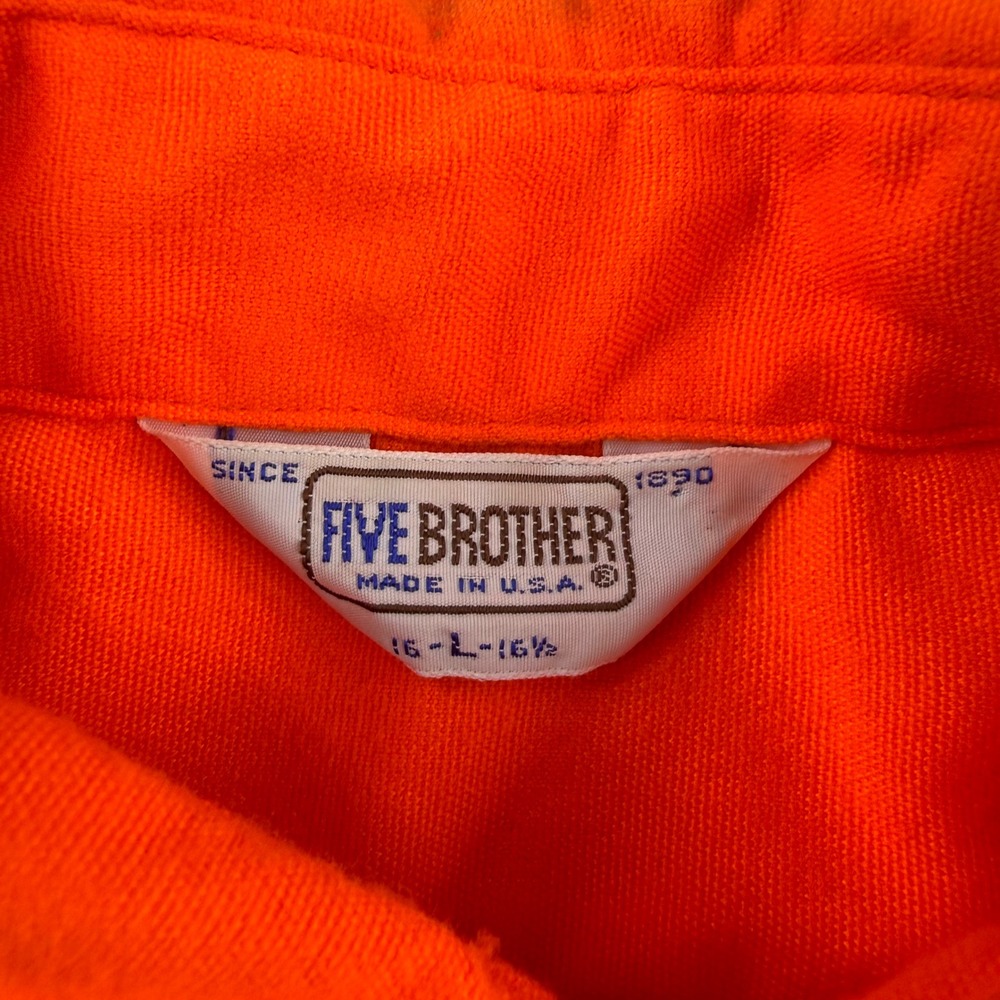 Vintage Five Brother Shirt Men Large Orange Flannel Long Sleeve Hunting USA Made - Picture 6 of 9